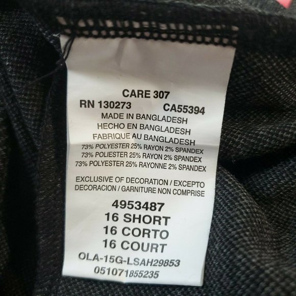 Lee Comfort Fit Pants Straight Gray Knit‎ Stretch 16 Short 16 x 30 - Picture 4 of 12
